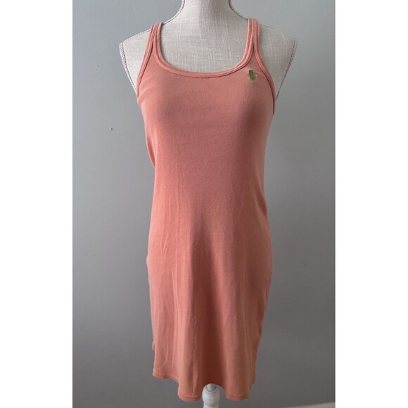 Ralph Lauren Tank Dress Women's Medium Orange Ribbed Green Horse‎ Preppy - Picture 1 of 7